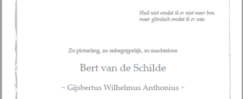 In memoriam Bert van de Schilde